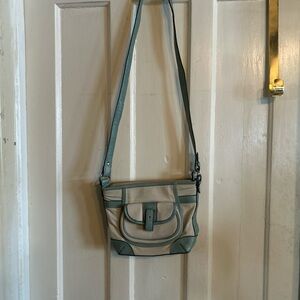 Etienne Aigner Cream and Gray Crossbody Bag